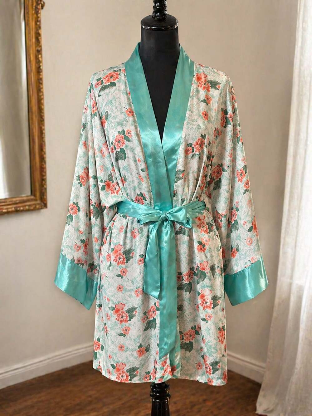 VTG 90s Victoria's Secret GOLD LABEL Floral Kimono Wrap Robe w/Pockets NWT NOS